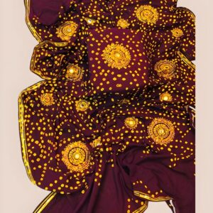 Maroon Bandhani Style Embellished Fabric