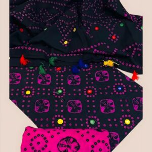 Black Bandhani Style Embellished 3 Piece Suit