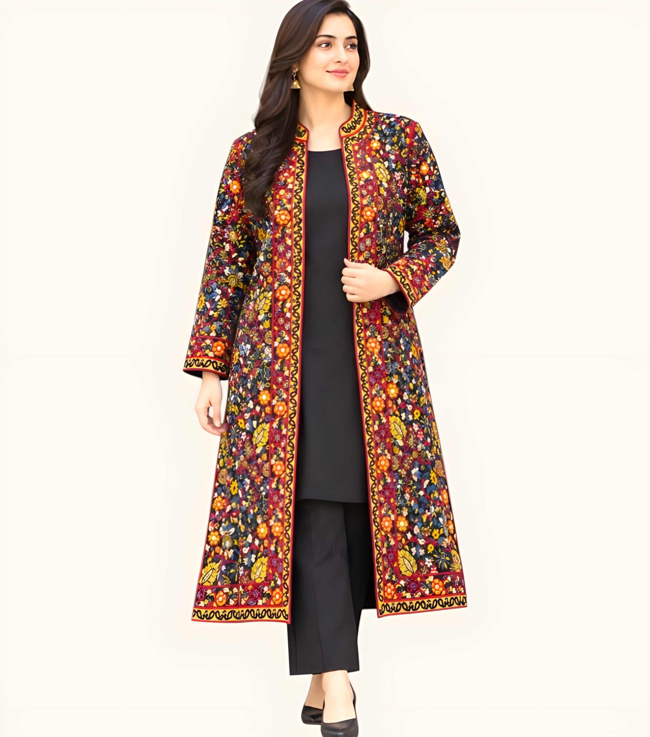 Fully Embroidered Long Coat