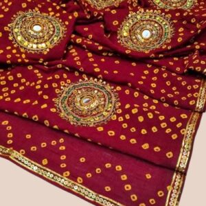 Maroon Bandhani Style Embellished Dupatta
